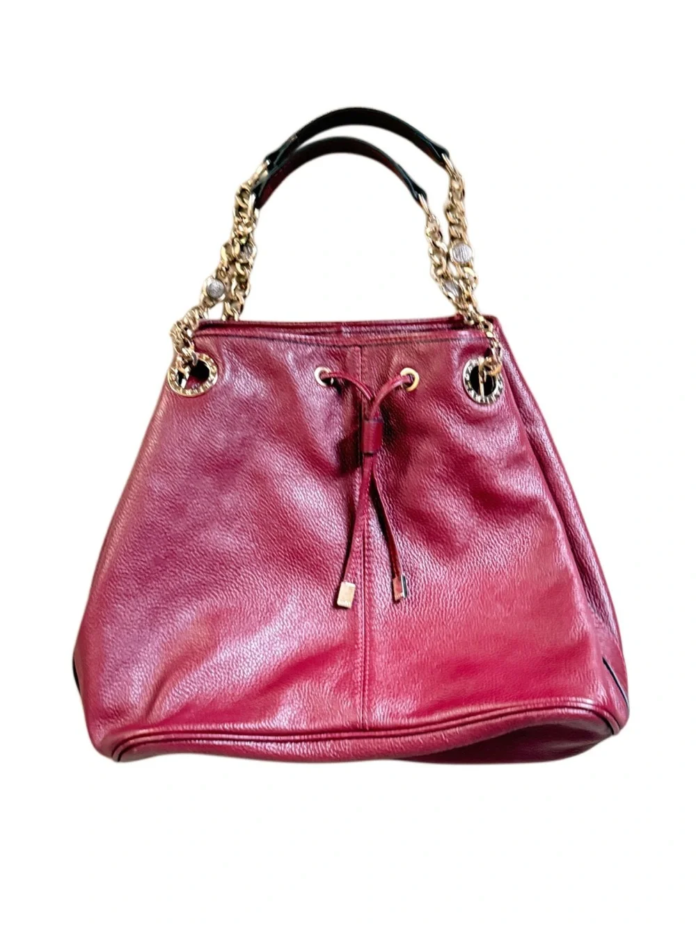 LEATHER  Women's Red Leather Chain-Handle Tote Bag